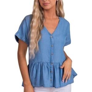 RED DRESS BOUTIQUE Chambray Peplum Top